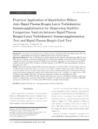 Practical Application of Quantitative Hisens Auto Rapid Plasma Reagin