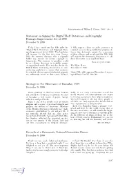 Statement on Signing the Digital Theft Deterrence and Copyright Damages Improvement Act of 1999 December 9, 1999