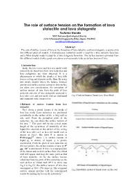 The Role of Surface Tension on the Formation of Lava Stalactite and Lava
