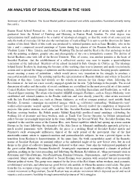 An Analysis of Social Realism in the 1930S