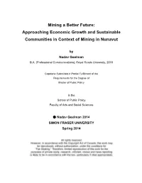 Approaching Economic Growth and Sustainable Communities in Context of Mining in Nunavut