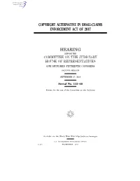 Copyright Alternative in Small-Claims Enforcement Act of 2017