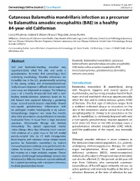 Cutaneous Balamuthia Mandrillaris Infection As a Precursor To