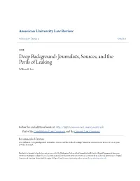 Deep Background: Journalists, Sources, and the Perils of Leaking William E