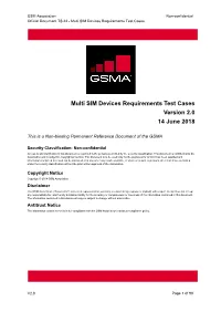 Multi SIM Devices Requirements Test Cases Version 2.0 14 June 2018