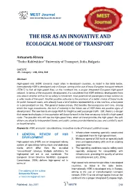 The Hsr As an Innovative and Ecological Mode of Transport