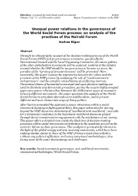 Unequal Power Relations in the Governance of the World Social Forum Process: an Analysis of the Practices of the Nairobi Forum Andrea Rigon