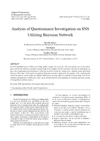 Analysis of Questionnaire Investigation on SNS Utilizing Bayesian Network