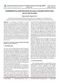 Experimental Investigation on Nano Concrete with Nano Silica and M-Sand