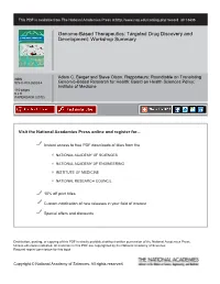 Genome-Based Therapeutics: Targeted Drug Discovery and Development: Workshop Summary