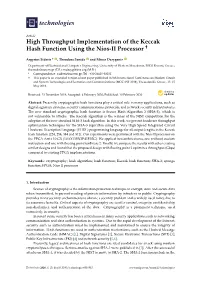 High Throughput Implementation of the Keccak Hash Function Using the Nios-II Processor †
