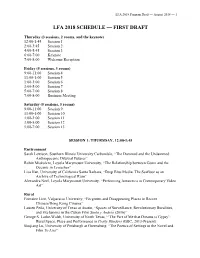 Lfa 2018 Schedule — First Draft