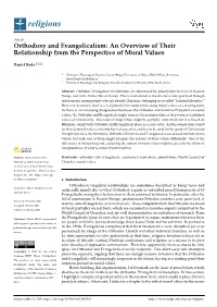 Orthodoxy and Evangelicalism: an Overview of Their Relationship from the Perspective of Moral Values