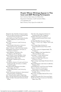 People Whose Writings Appear in This Issue and AEP Meeting Participants