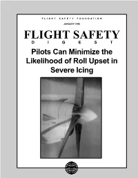 Pilots Can Minimize the Likelihood of Aircraft Roll Upset in Severe Icing