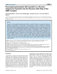 Pseudophosphorylated Αb-Crystallin Is a Nuclear Chaperone Imported Into the Nucleus with Help of the SMN Complex