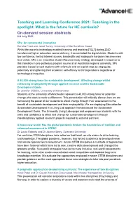 Teaching and Learning Conference 2021: Teaching in the Spotlight: What Is the Future for HE Curricula? On-Demand Session Abstracts 6-8 July 2021