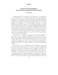 Tongan Development and Pacific Island Security Issues