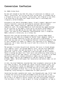 Conversion Confusion By: Rabbi Jeremy Rosen