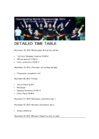 Detailed Time Table