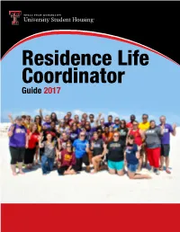 Guide 2017 Table of Contents Residence Life Philosophy
