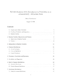 (Introduction to Probability at an Advanced Level) - All Lecture Notes