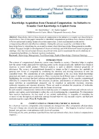Knowledge Acquisition from Chemical Computation-An Initiative Transfer