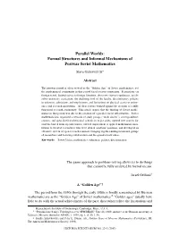 Parallel Worlds: Formal Structures and Informal Mechanisms of Postwar Soviet Mathematics
