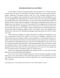 Silent Spring, Rachel Carson and Malaria a Recent Editorial1 in Chemical and Engineering News2 Commemorated the 100Th Anniversar