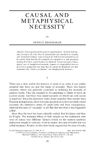 Causal and Metaphysical Necessity