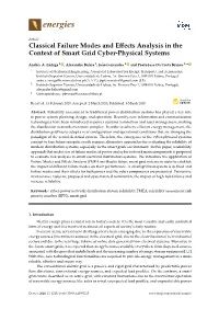 Classical Failure Modes and Effects Analysis in the Context of Smart Grid Cyber-Physical Systems