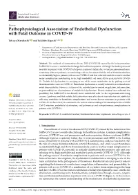 Pathophysiological Association of Endothelial Dysfunction with Fatal Outcome in COVID-19