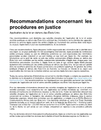 Recommandations Concernant Les Procédures Judiciaires