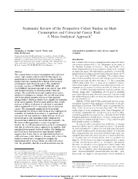Systematic Review of the Prospective Cohort Studies on Meat Consumption and Colorectal Cancer Risk: a Meta-Analytical Approach1