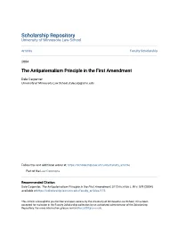 The Antipaternalism Principle in the First Amendment