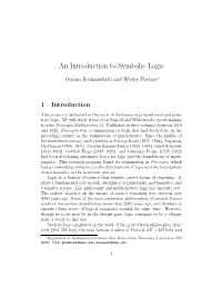 An Introduction to Symbolic Logic