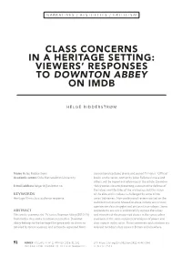 Class Concerns in a Heritage Setting: Viewers' Responses to Downton Abbey on Imdb