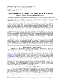 Consumption Patterns of Local Programmes on Pay Television in Kenya: a Case Study of Zuku Television