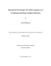 Educational Technology: the Tablet Computer As A