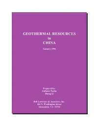 GEOTHERMAL RESOURCES in CHINA