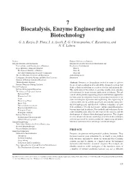 Biocatalysis, Enzyme Engineering and Biotechnology G
