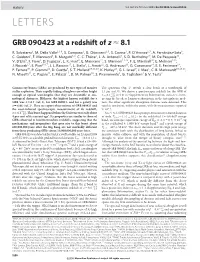 GRB 090423 at a Redshift of Z ≈