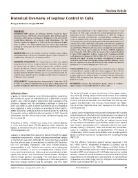 Historical Overview of Leprosy Control in Cuba