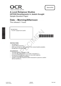 OCR a Level Religious Studies H573/05