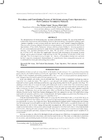 Prevalence and Contributing Factors of Job Strain Among Crane Operators in a Port Container Terminal in Malaysia