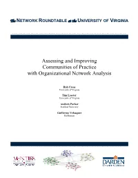 Assessing and Improving Communities of Practice with Organizational Network Analysis
