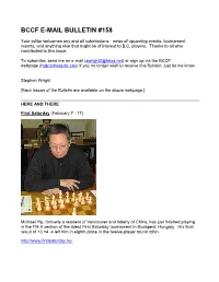 Bccf E-Mail Bulletin #158