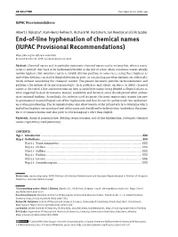 End-Of-Line Hyphenation of Chemical Names (IUPAC Provisional