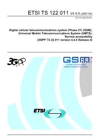 ETSI TS 122 011 V4.4.0 (2001-06) Technical Specification