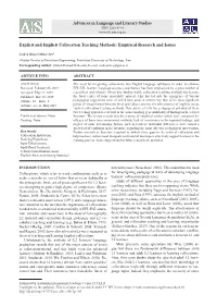 Explicit and Implicit Collocation Teaching Methods: Empirical Research and Issues